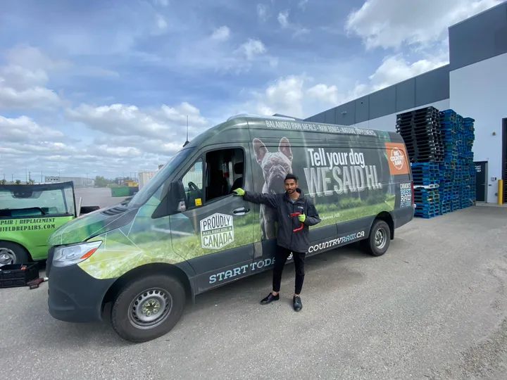 A Countryraw company vehicle has just had its windshield fixed at Stealth