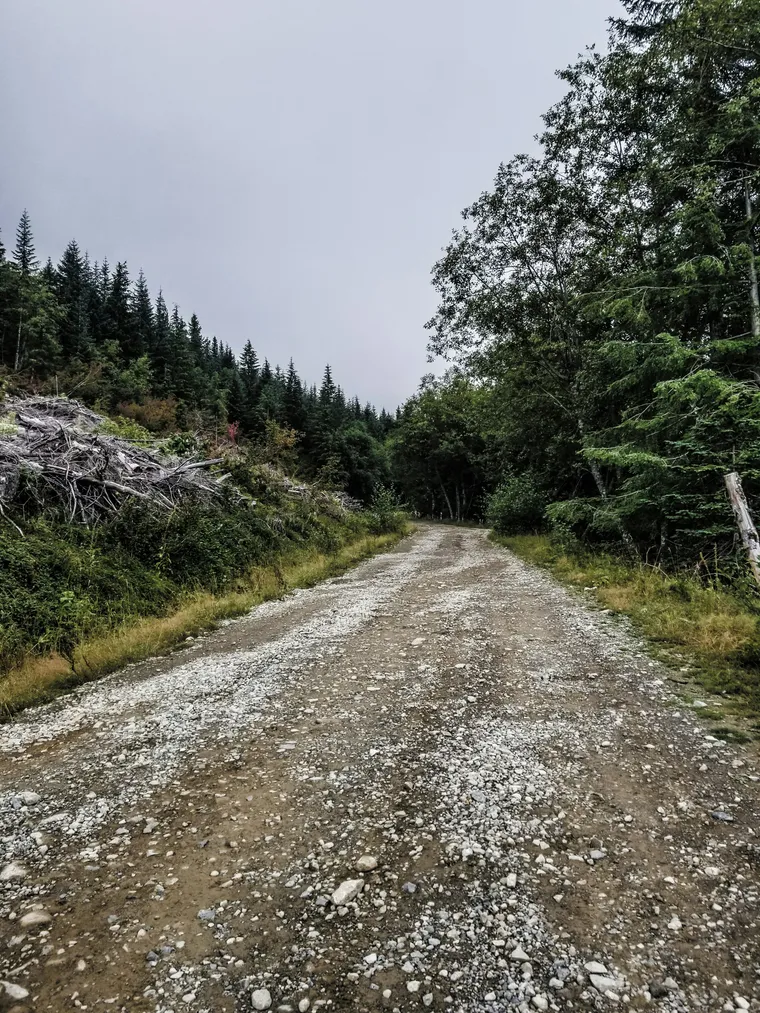 Gravel road in hilly area