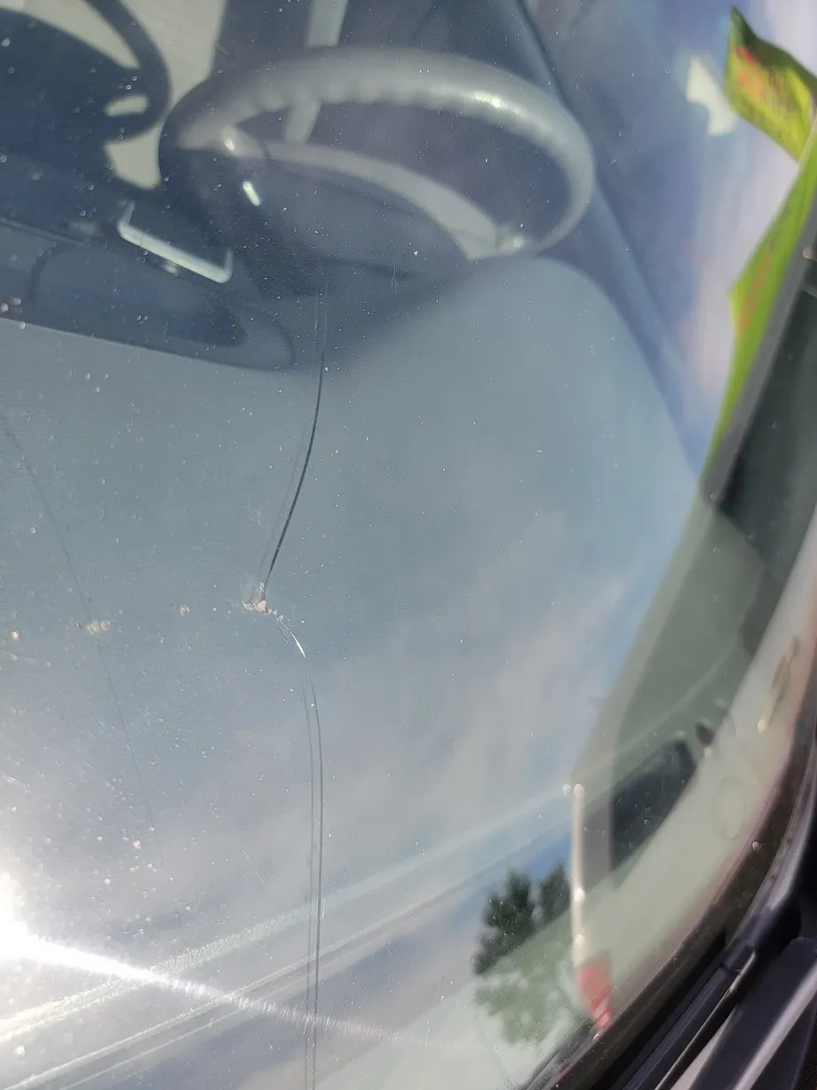 A windshield crack